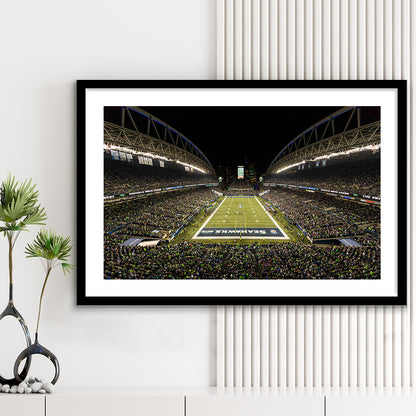 CenturyLink Field, Stadium Canvas, Sport Art, Gift for him, White Border Framed Art Print Wall Decor