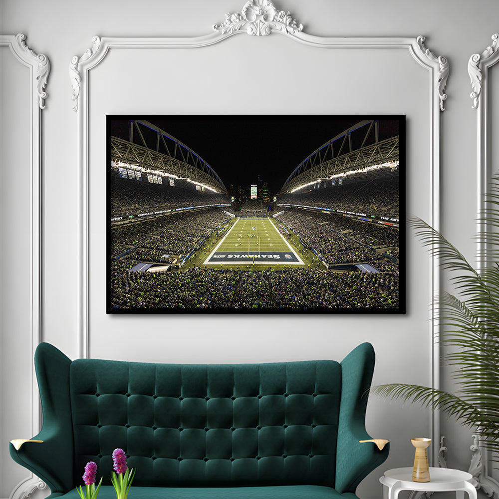 CenturyLink Field, Stadium Canvas, Sport Art, Gift for him, Framed Art Print Wall Decor, Picture Framed