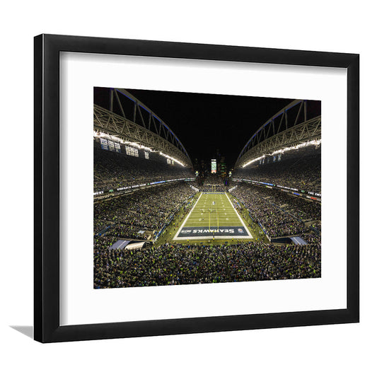 CenturyLink Field, Stadium Canvas, Sport Art, Gift for him, White Border Framed Art Print Wall Decor