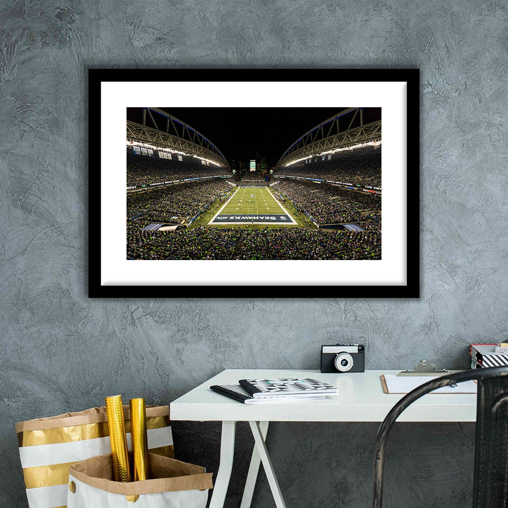 CenturyLink Field, Stadium Canvas, Sport Art, Gift for him, White Border Framed Art Print Wall Decor