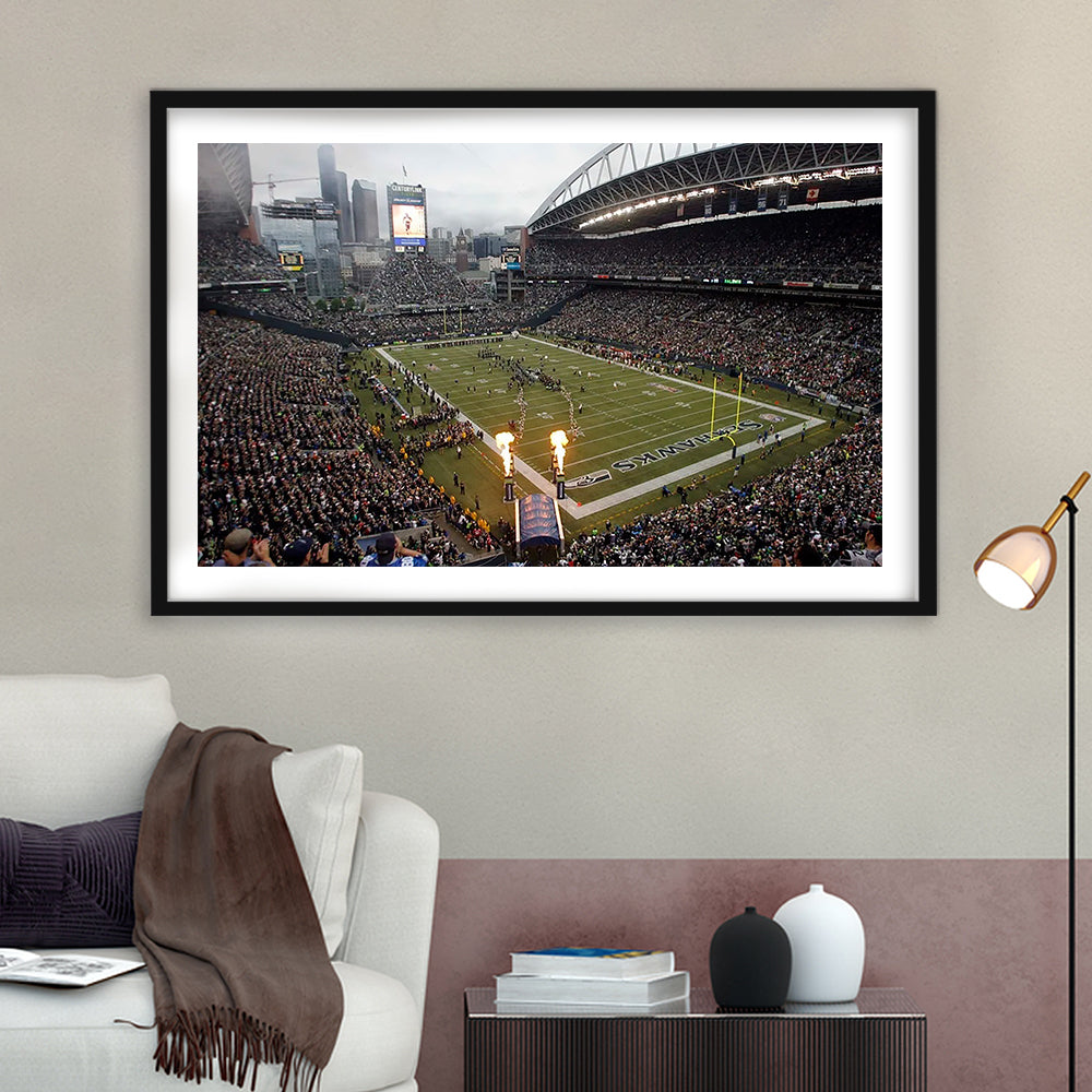 CenturyLink Stadium, Stadium Canvas, Sport Art, Gift for him, White Border Framed Art Print Wall Decor