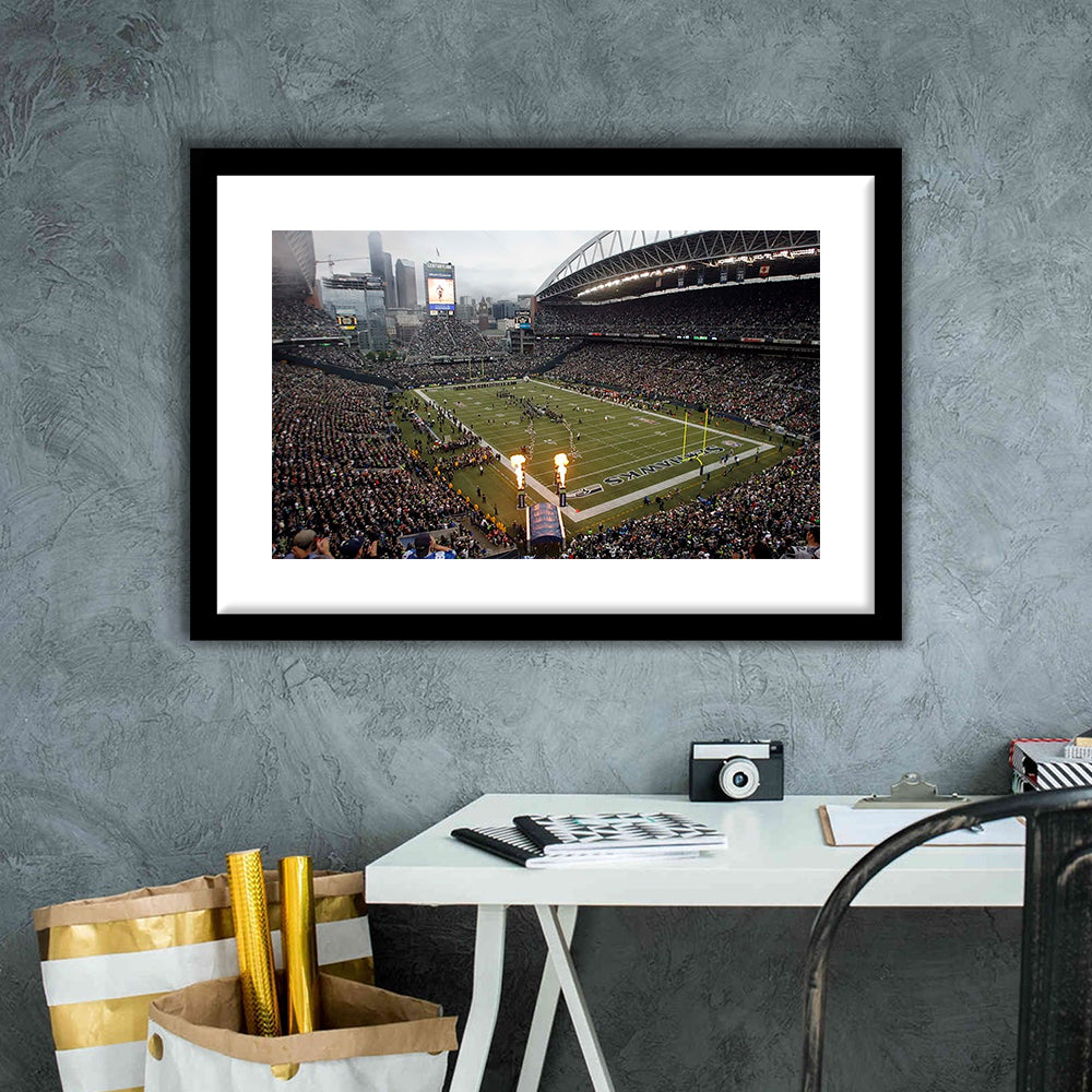 CenturyLink Stadium, Stadium Canvas, Sport Art, Gift for him, White Border Framed Art Print Wall Decor