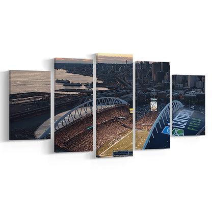 Centurylink Field in Seattle, Stadium Canvas, Sport Art, Gift for him, 5 Panel, Large Canvas, Canvas Print Wall Art