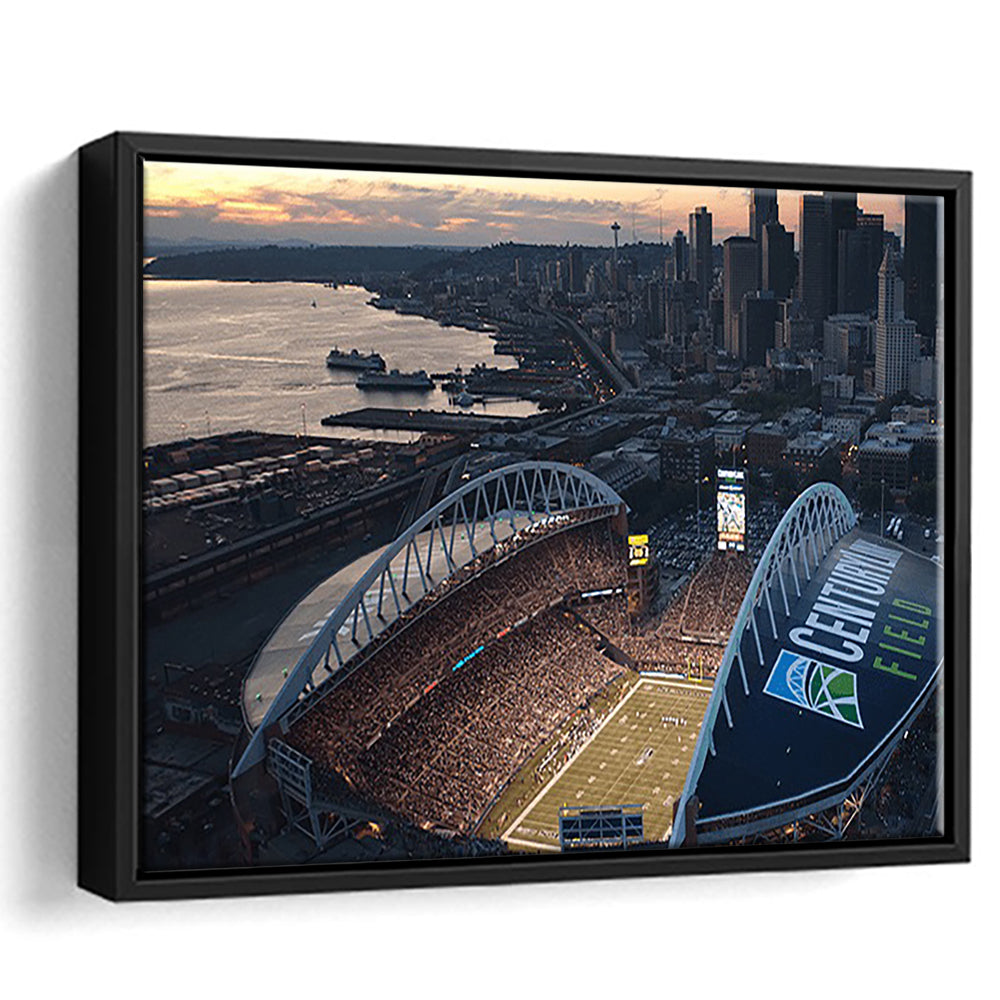 Centurylink Field in Seattle, Stadium Canvas, Sport Art, Framed Canvas Print Wall Art, Floating Frame
