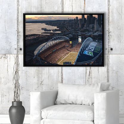 Centurylink Field in Seattle, Stadium Canvas, Sport Art, Framed Canvas Print Wall Art, Floating Frame