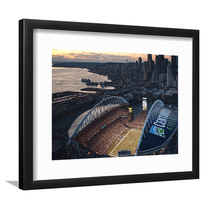 Centurylink Field in Seattle, Stadium Canvas, Sport Art, Gift for him, White Border Framed Art Print Wall Decor