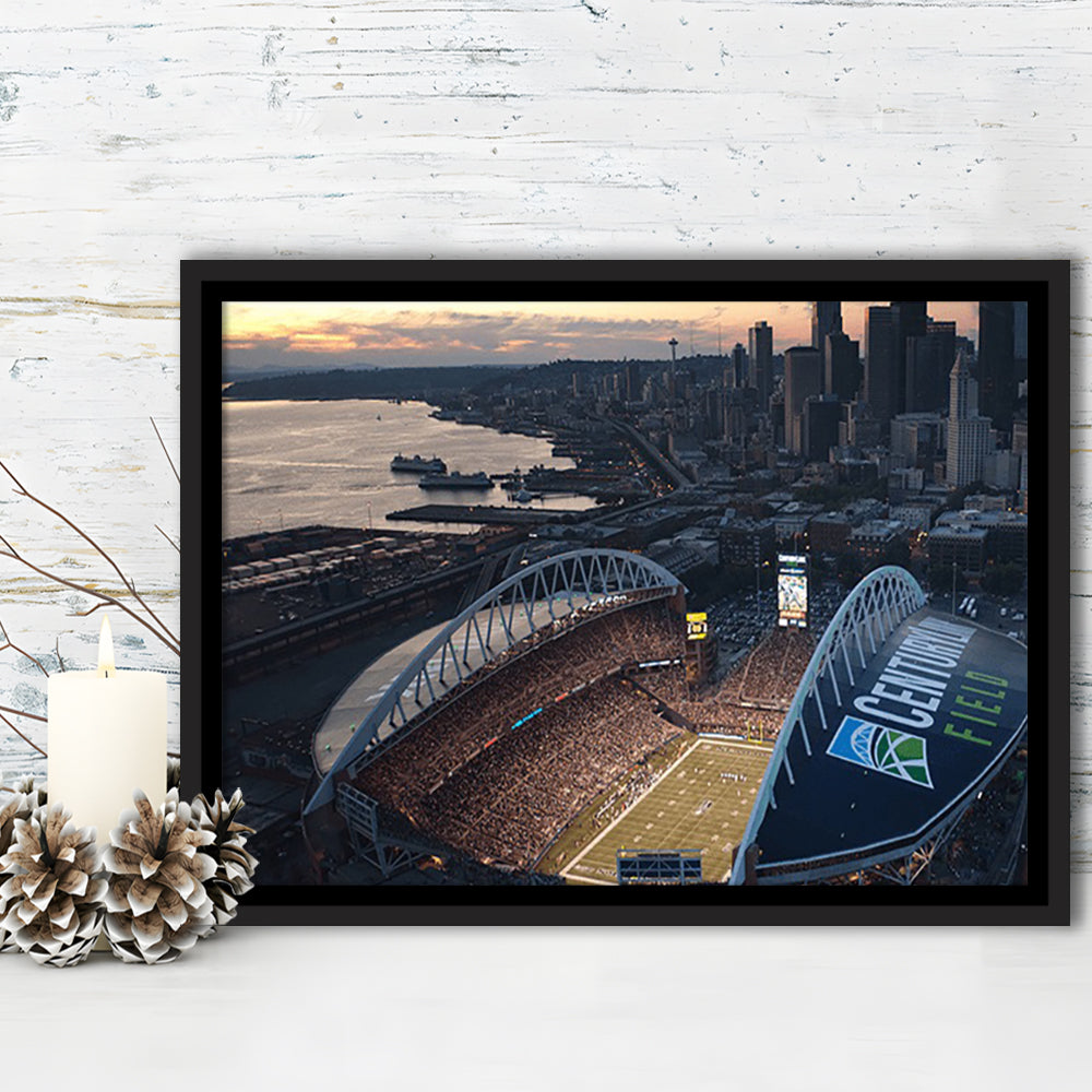 Centurylink Field in Seattle, Stadium Canvas, Sport Art, Framed Canvas Print Wall Art, Floating Frame