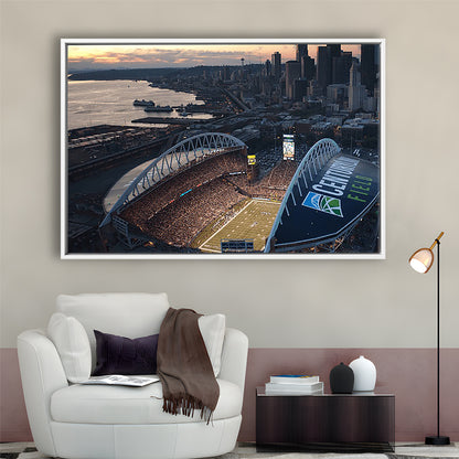 Centurylink Field in Seattle, Stadium Canvas, Sport Art, Framed Canvas Print Wall Art, Floating Frame