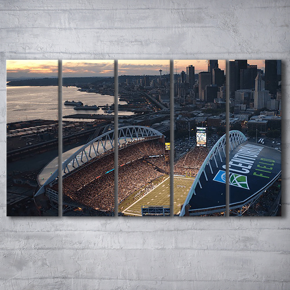 Centurylink Field in Seattle, Stadium Canvas, Sport Art, 5 Panel B, Extra Large Canvas, Canvas Print Wall Art