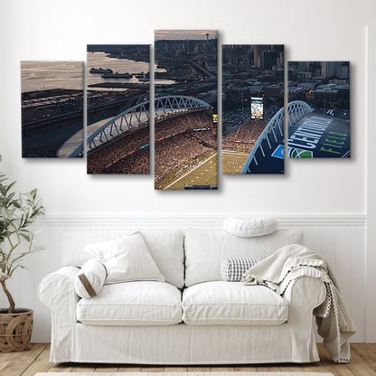 Centurylink Field in Seattle, Stadium Canvas, Sport Art, Gift for him, 5 Panel, Large Canvas, Canvas Print Wall Art