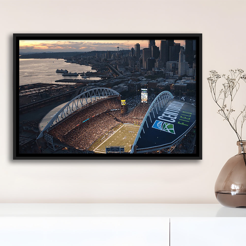 Centurylink Field in Seattle, Stadium Canvas, Sport Art, Framed Canvas Print Wall Art, Floating Frame