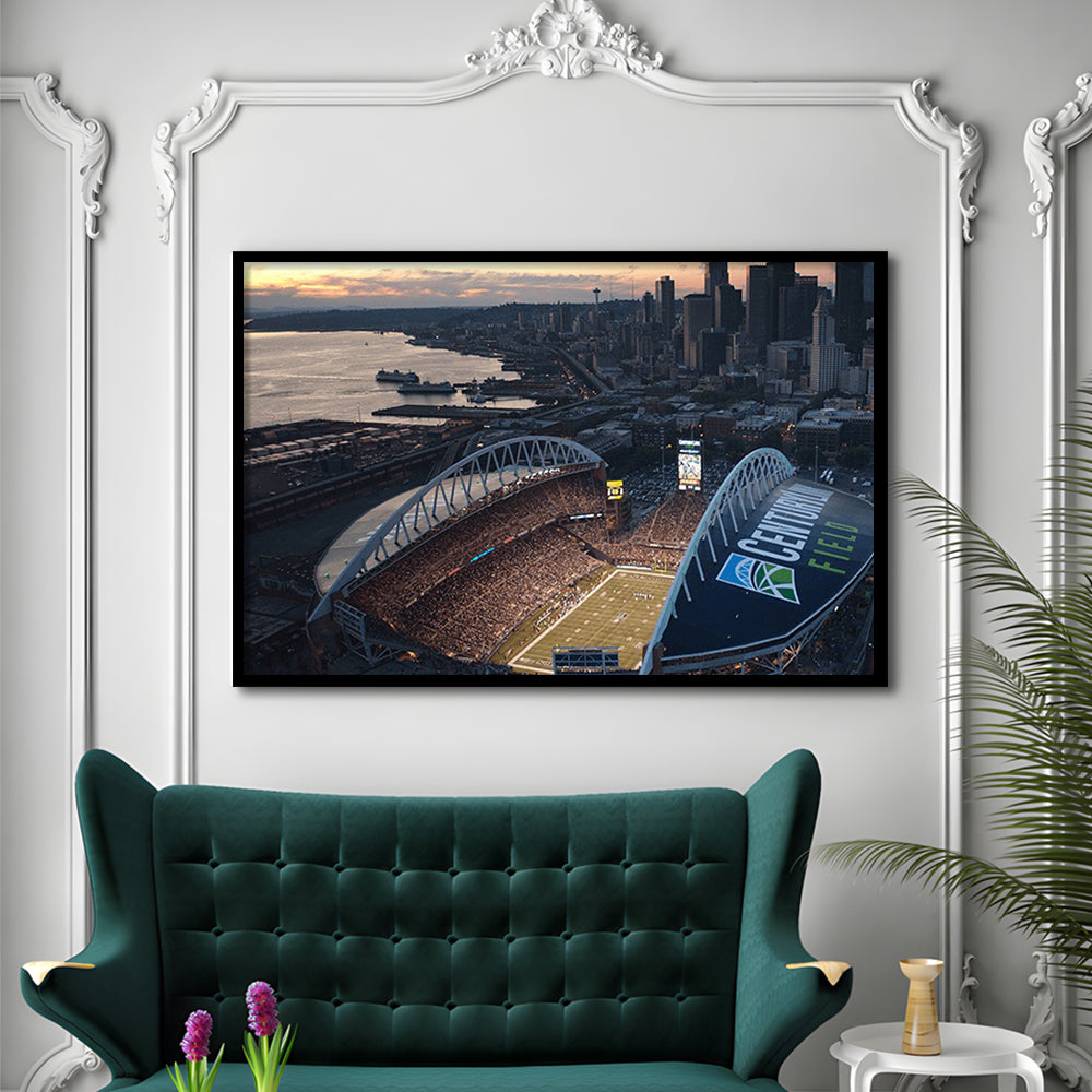 Centurylink Field in Seattle, Stadium Canvas, Sport Art, Gift for him, Framed Art Print Wall Decor, Picture Framed