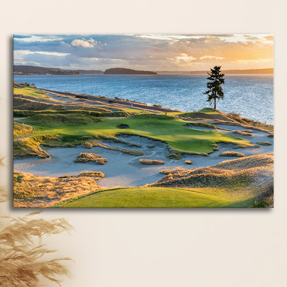 Chambers Bay Golf Course, Hole 15 in Sunset Fine Art, Golf Art Print,Gifts Golf Lover
