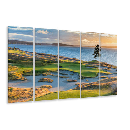 Chambers Bay Golf Course, Hole 15 in Sunset Fine Art, Golf Art Print, Extra Large Canvas Print Wall Art