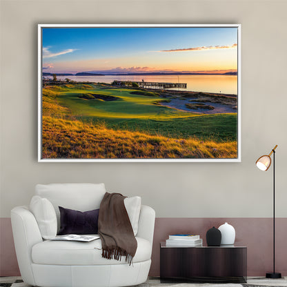 Chambers Bay Golf Course, Hole 17 Fine Art, Floating Framed Canvas Print Wall Art