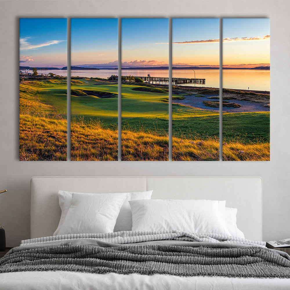 Chambers Bay Golf Course, Hole 17 Fine Art, Golf Art Print, Extra Large Canvas Print Wall Art