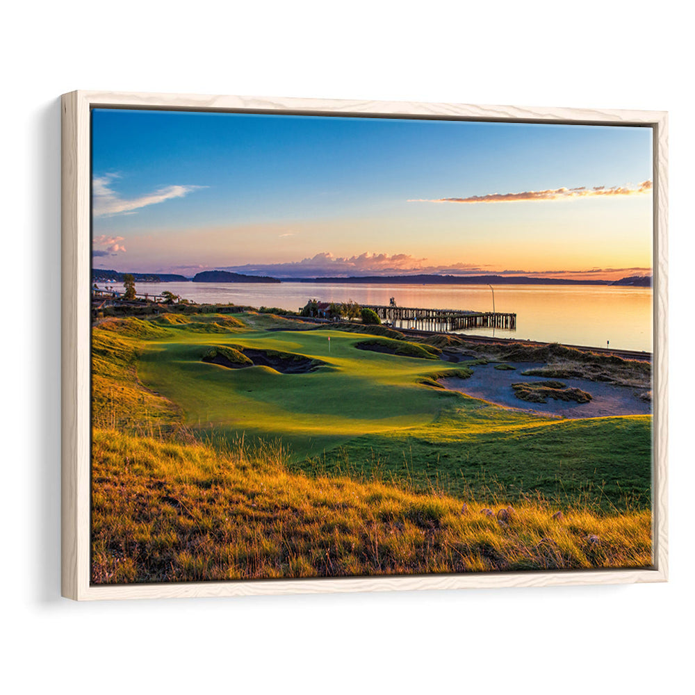 Chambers Bay Golf Course, Hole 17 Fine Art, Floating Framed Canvas Print Wall Art