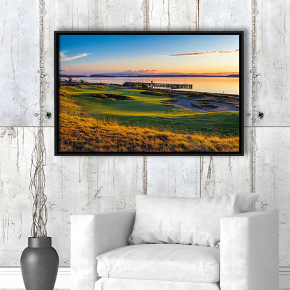 Chambers Bay Golf Course, Hole 17 Fine Art, Floating Framed Canvas Print Wall Art