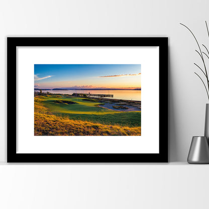 Chambers Bay Golf Course, Hole 17 Fine Art, Goft Art Print, Framed Art Print White Border Wall Decor