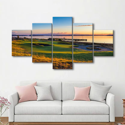 Chambers Bay Golf Course, Hole 17 Fine Art, Golf Art Print, 5 Pieces Mixed Canvas Print Wall Art