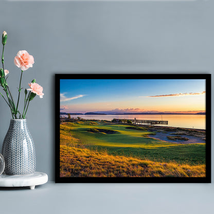 Chambers Bay Golf Course, Hole 17 Fine Art, Framed Art Print Wall Decor, Picture Framed