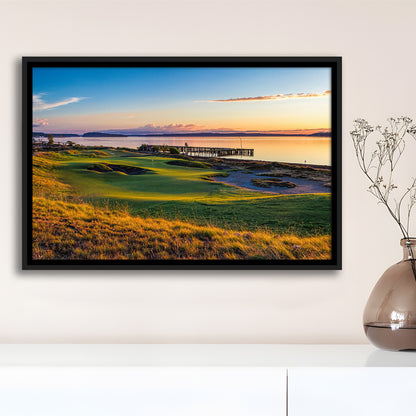 Chambers Bay Golf Course, Hole 17 Fine Art, Floating Framed Canvas Print Wall Art