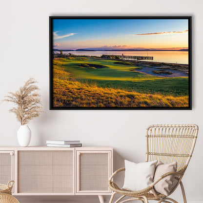 Chambers Bay Golf Course, Hole 17 Fine Art, Floating Framed Canvas Print Wall Art