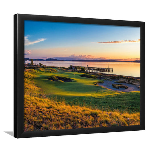 Chambers Bay Golf Course, Hole 17 Fine Art, Framed Art Print Wall Decor, Picture Framed