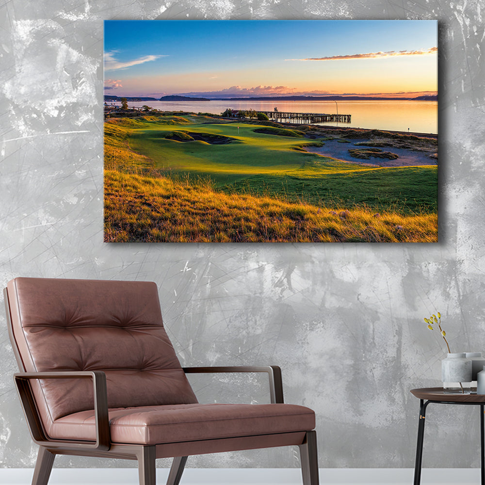 Chambers Bay Golf Course, Hole 17 Fine Art, Golf Art Print,Gifts Golf Lover
