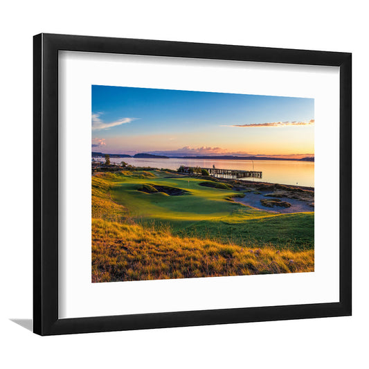 Chambers Bay Golf Course, Hole 17 Fine Art, Goft Art Print, Framed Art Print White Border Wall Decor