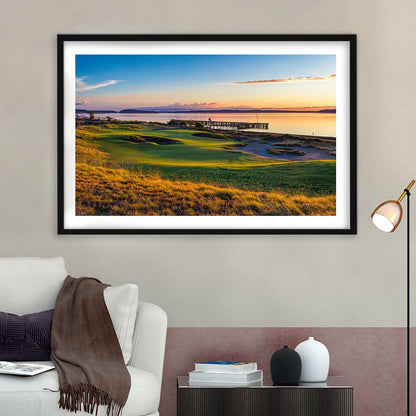 Chambers Bay Golf Course, Hole 17 Fine Art, Goft Art Print, Framed Art Print White Border Wall Decor