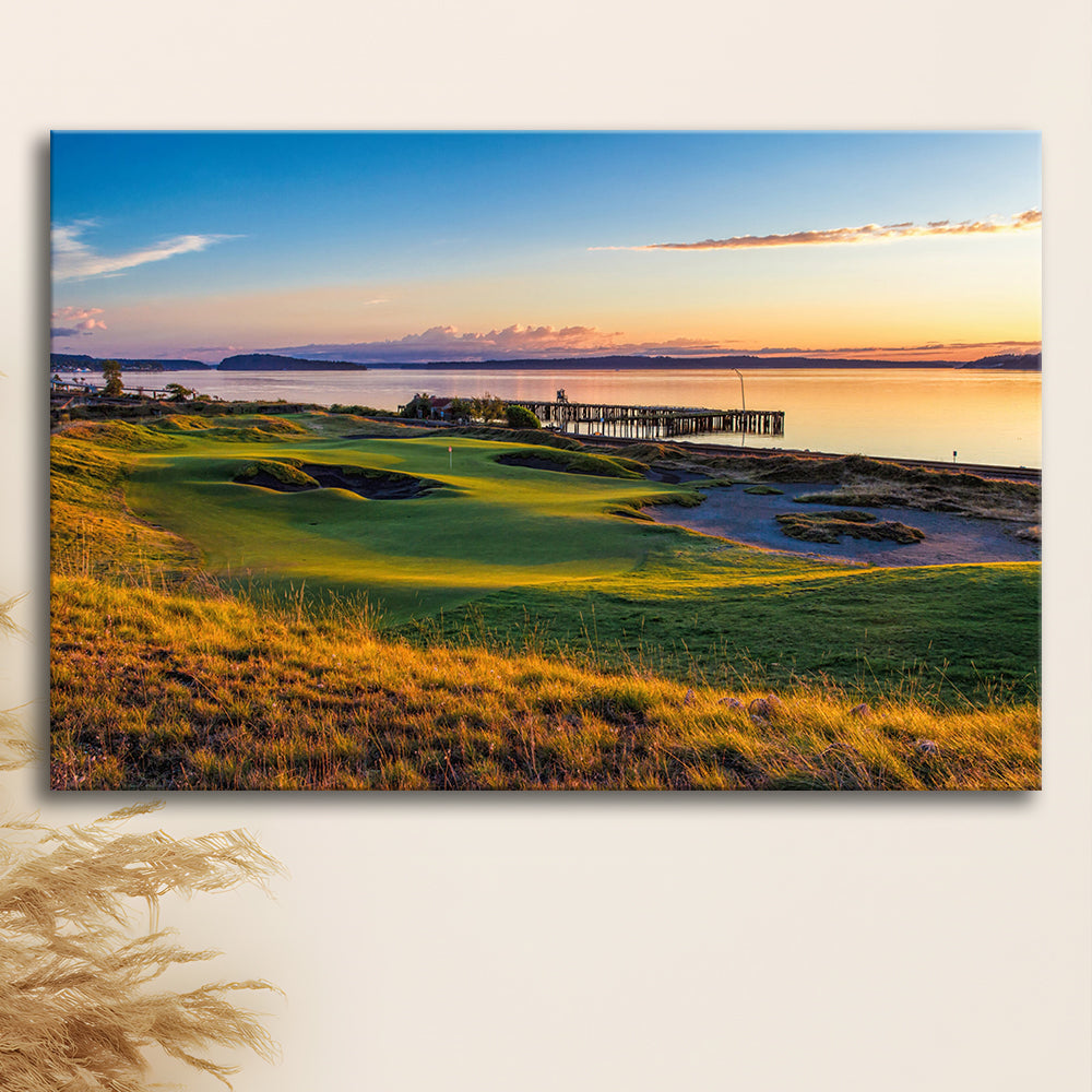 Chambers Bay Golf Course, Hole 17 Fine Art, Golf Art Print,Gifts Golf Lover