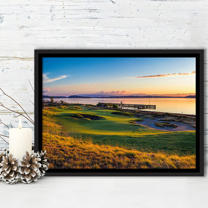Chambers Bay Golf Course, Hole 17 Fine Art, Floating Framed Canvas Print Wall Art