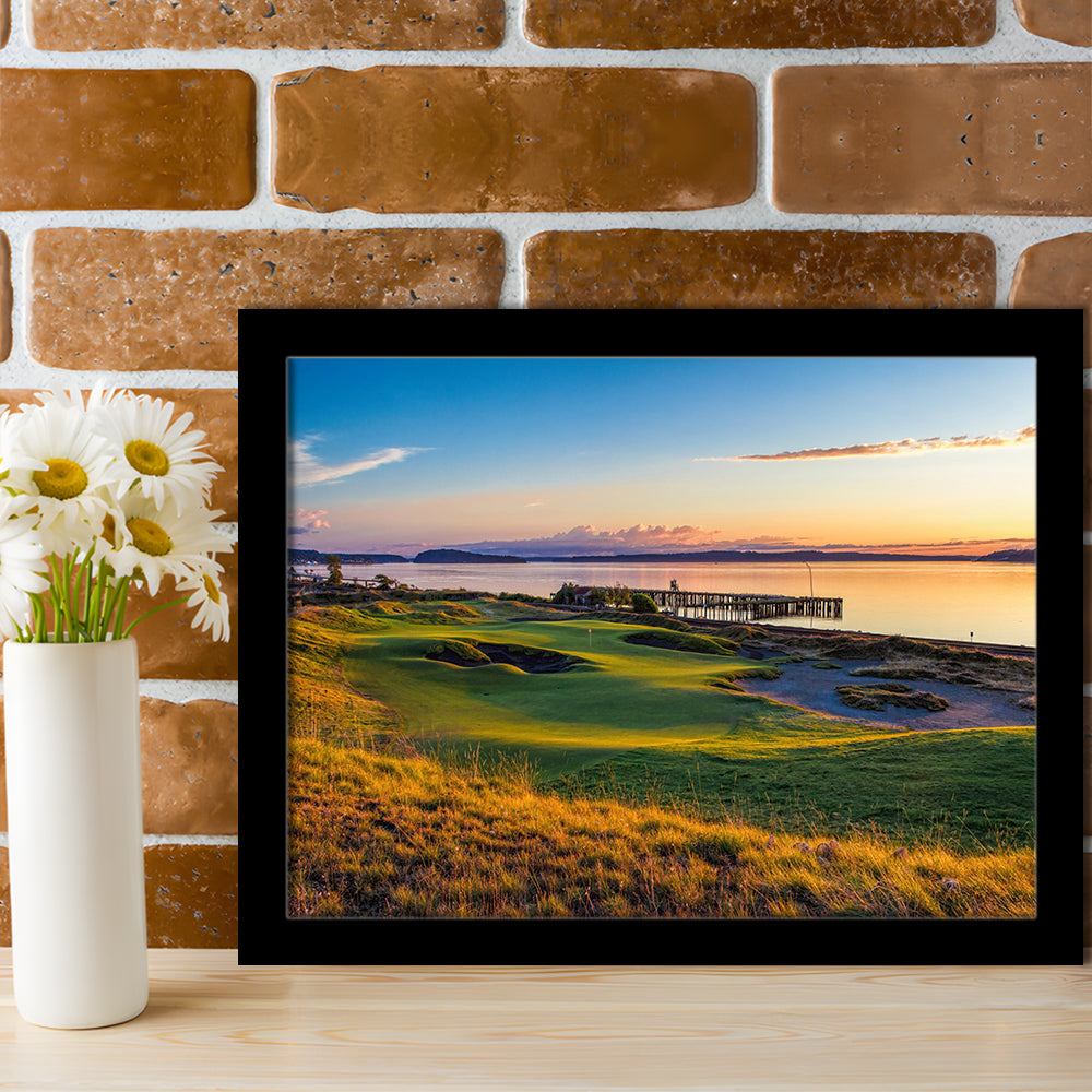 Chambers Bay Golf Course, Hole 17 Fine Art, Framed Art Print Wall Decor, Picture Framed