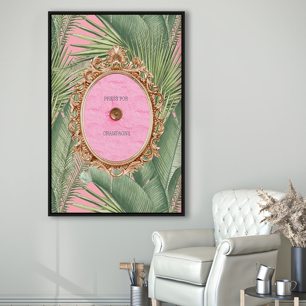 Champagne Wall Art Print, Altered Art, Floating Framed Canvas Art Print,, Framed Canvas Prints Wall Art