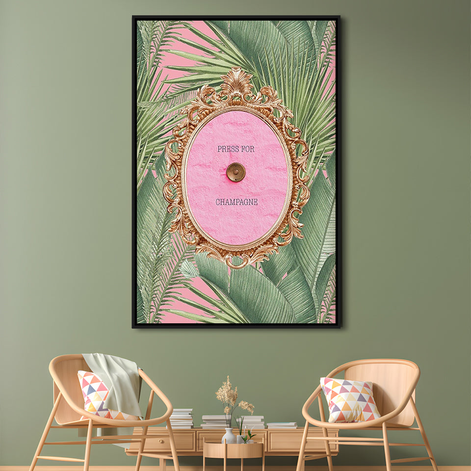 Champagne Wall Art Print, Altered Art, Floating Framed Canvas Art Print,, Framed Canvas Prints Wall Art