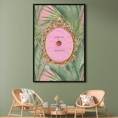 Champagne Wall Art Print, Altered Art, Floating Framed Canvas Art Print,, Framed Canvas Prints Wall Art