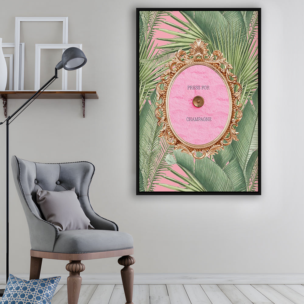 Champagne Wall Art Print, Altered Art, Floating Framed Canvas Art Print,, Framed Canvas Prints Wall Art