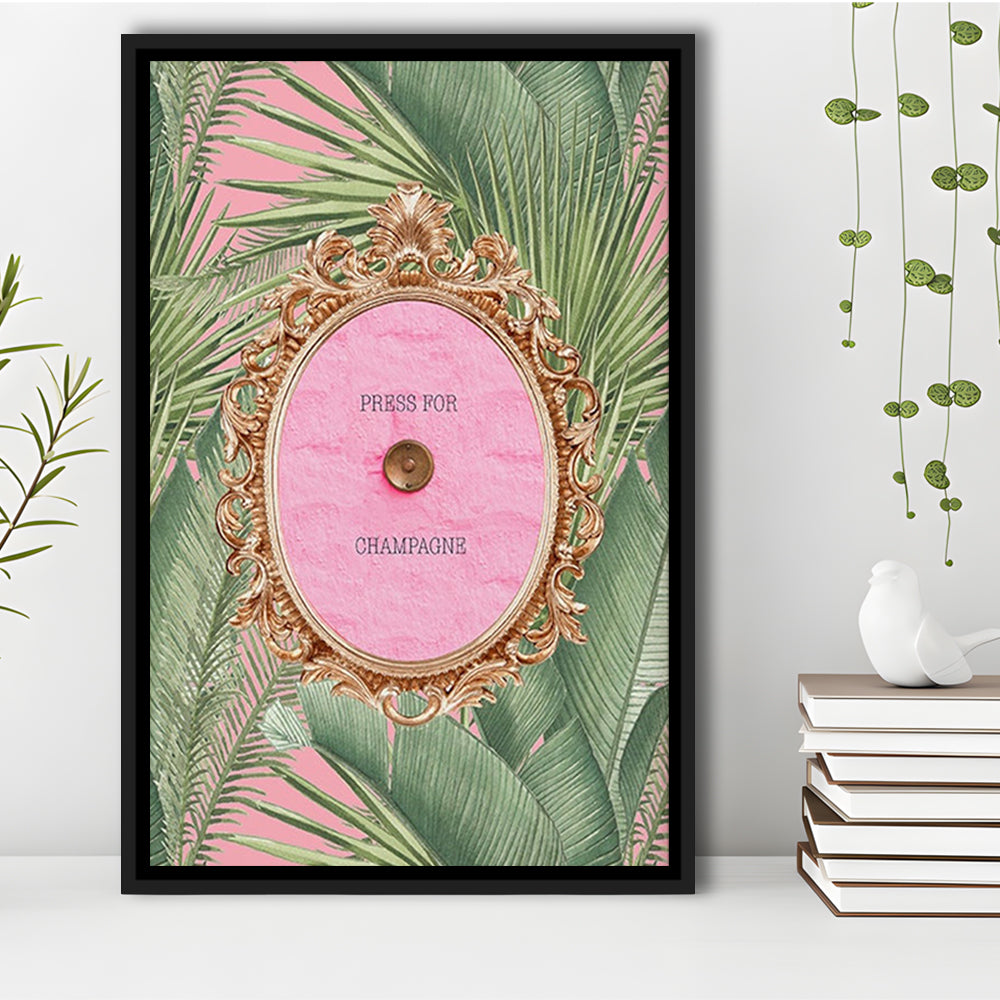 Champagne Wall Art Print, Altered Art, Floating Framed Canvas Art Print,, Framed Canvas Prints Wall Art