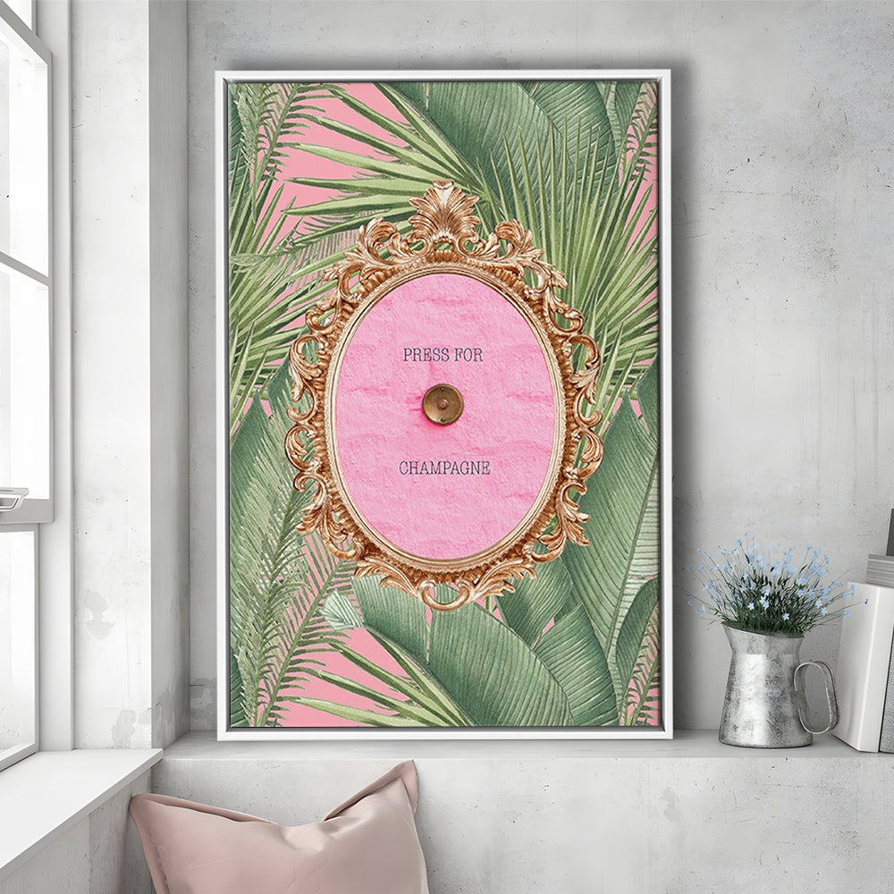 Champagne Wall Art Print, Altered Art, Floating Framed Canvas Art Print,, Framed Canvas Prints Wall Art
