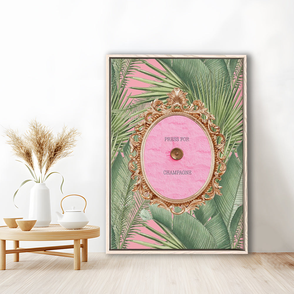 Champagne Wall Art Print, Altered Art, Floating Framed Canvas Art Print,, Framed Canvas Prints Wall Art