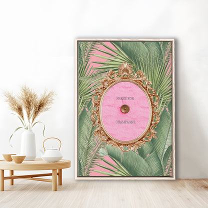 Champagne Wall Art Print, Altered Art, Floating Framed Canvas Art Print,, Framed Canvas Prints Wall Art