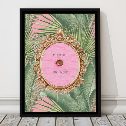 Champagne Wall Art Print, Altered Art, Floating Framed Canvas Art Print,, Framed Canvas Prints Wall Art