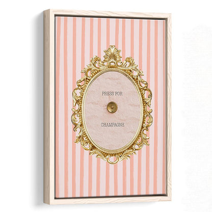 Champagne Wall Art Print, Pink Striped, Floating Framed Canvas Art Print,, Framed Canvas Prints Wall Art