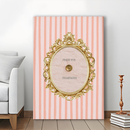 Champagne Wall Art Print, Pink Striped, Canvas Art Print Decor, Painting Art, Canvas Prints Wall Art