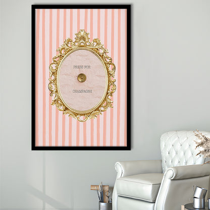 Champagne Wall Art Print, Pink Striped, Framed Picture Print,, Framed Art Prints Wall Decor