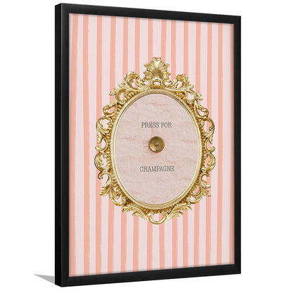 Champagne Wall Art Print, Pink Striped, Framed Picture Print,, Framed Art Prints Wall Decor