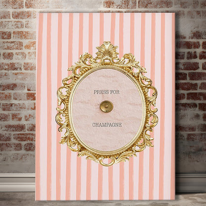 Champagne Wall Art Print, Pink Striped, Canvas Art Print Decor, Painting Art, Canvas Prints Wall Art