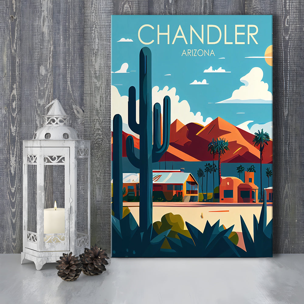 Chandler Arizona Retro Art Print, Chandler City Wall Art, Canvas Print, Painting Canvas, Living Room Decor