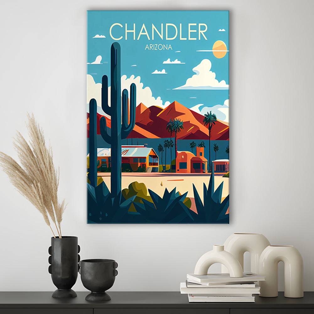 Chandler Arizona Retro Art Print, Chandler City Wall Art, Canvas Print, Painting Canvas, Living Room Decor